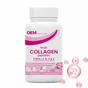 Cápsulas de Colágeno con 5 Tipos de Colágeno a Base de Alimentos (Tipos III, IV y X), Sin Gluten, para Adultos, Marca Privada OEM, Favorece la Salud de las Articulaciones y los Huesos - Product Image 1