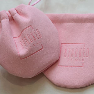 Custom Luxury Logo <b>Pink</b> Jewelry Packing Pouch Small Recyclable Promotion Drawstring <b>Gift</b> Velvet <b>Bag</b> INFFY POUCH01 - Product Image 2