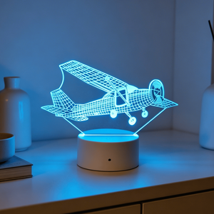 Children's Birthday Gift Color Changing Helicopter Airplane Acrylic 3D LED Bedroom Decorative <b>Light</b> - Product Image 2