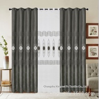 Rideaux en velours brodés à motifs géométriques, best-sellers en Afrique, 100 % polyester, ensembles de rideaux occultants et voilages personnalisables pour