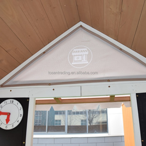 Casita de juegos de madera estilo rústico, tienda de juegos al aire libre para niños con mostrador, buzón y chimenea encantadora para jugar en el jardín - Product Image 2