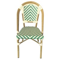 Chaise de bistrot en aluminium et rotin de style français moderne, couleur noir et blanc, pour jardin extérieur, en vente à prix abordable