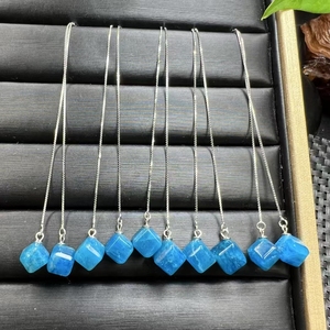 Pendientes colgantes de moda Earline cuadrados de cristal Natural al por mayor Color gris fósforo azul - Product Image 5