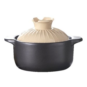 Casserole en céramique Midea 1L noire compatible induction avec couvercle anti-cuivréage pour soupes et bouillons - Product Image 1