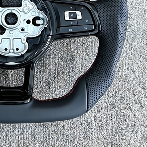 พวงมาลัยหุ้มหนังครึ่งวงแบบไม่มีปุ่ม R Line สำหรับรถยนต์ Volkswagen VW Golf 6 7 7.5 MK 6 7 7.5 GTE R Polo <span class=keywords><strong>GTI</strong></span> Polo Passat CC B8 <span class=keywords><strong>Jetta</strong></span> - Product Image 4