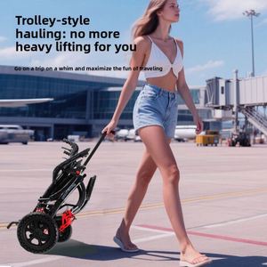 Fauteuil roulant pliant portable en alliage d'aluminium, ultra léger, absorbant les chocs, adapté aux petits avions, à propulsion manuelle, pour personnes âgées - Product Image 2