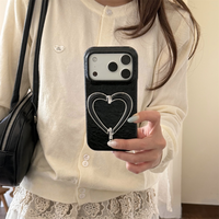 Coque de téléphone Sweet Simple à bulles froissées pour iPhone 18 Pro Max 17 16 15 14, avec support pliable en forme de cœur, protection intégrale