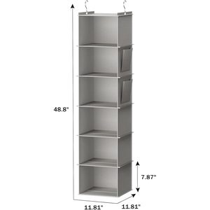 Hanging Closet Organizer 6 <b>Shelf</b> Light Grey Storage <b>Shelves</b> For Behind Door Use - Product Image 3
