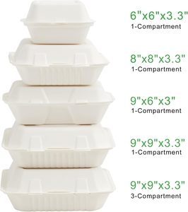 電子レンジ対応 生分解性 サトウキビバガス製 ランチボックス 食品グレード 使い捨て 持ち帰り容器 蓋付き - Product Image 2