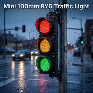 สัญญาณไฟจราจร RYG ขนาด 100 มม. 4 นิ้ว 3 ส่วน พร้อมเลนส์ลายใยแมงมุม - Product Image 1
