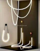 Personalizar preciosa burbuja blanca y negra iluminación perla larga gota luces de techo candelabros para decoración de eventos de boda