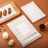 Napperons en papier rectangulaires de tailles variées, jetables, en dentelle, pour gâteaux et desserts