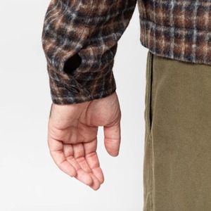 Custom Woolen Jacket Cropped Fit Hairy Texture All-over Check Pattern Zip-through Buttoned Cuffs Six-pocket Design - Product Image 6