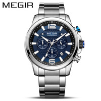 Montre-bracelet chronographe à quartz pour homme, multi-sub-cadrans, affichage de la date, bracelet en acier inoxydable, sport, affaires, usage quotidien