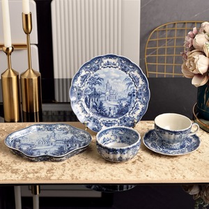 Luxury European Style Sustainable Bone China Dinnerware Set Tableware Plant Pattern Back School Use Home Events Hotels - Product Image 1