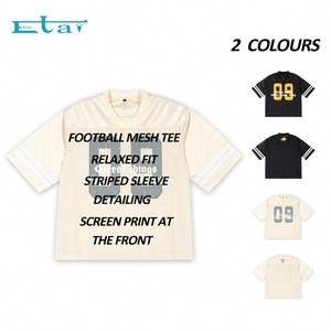 Streetwear rétro Jersey coupe décontractée football maille t-shirt 100% polyester personnalisé rayé manches détaillant sérigraphie t-shirt pour hommes - Product Image 3