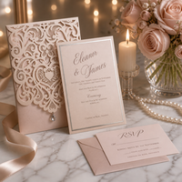 Cartes d'invitation de mariage découpées au laser personnalisées avec support, ensemble de cartes personnalisées, vente en gros, OEM, personnalisable, directement de l'usine