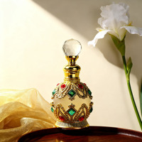Flacon de parfum vide en alliage métallique de 15 ml avec bouchon à vis, diffuseur à bâtonnets, corps en verre pour huiles essentielles et attar roll-on