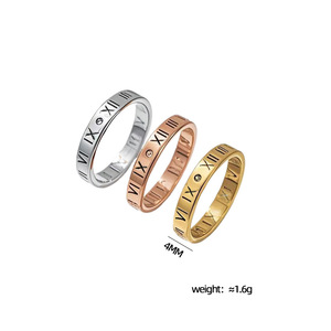 Bagues en acier inoxydable à chiffres romains, or, or rose, argent, unisexe, alliance de mariage, bijoux de fiançailles classiques - Product Image 6
