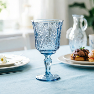 Calice da Vino Corto con Strass Luminosi, Bicchiere Blu Goffrato, Set di Calici in Vetro Ambrato Fatti a Mano, Ecologici, 225ml, per Matrimoni - Product Image 2