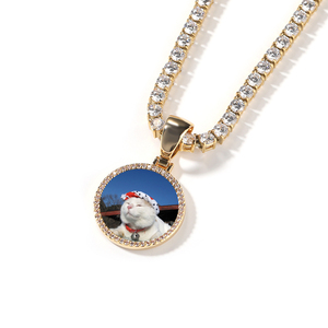 Collana Personalizzata con Foto e Diamanti <span class=keywords><strong>per</strong></span> Donne e Ragazze, in Acciaio Inossidabile Placcato Oro, Ciondolo Piccolo da 25mm - Product Image 5