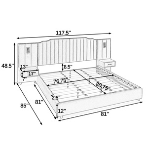 Comodino Moderno di Lusso 2026 in Velluto Nero con Design <span class=keywords><strong>a</strong></span> Righe Verticali, Struttura Letto Imbottita per Camera da Letto - Product Image 5