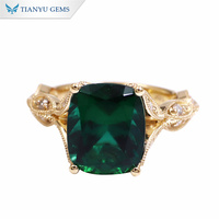 Bague Tianyu Gems sur mesure en émeraude taille coussin, filigrane milgrain, or jaune massif 10K 14K 18K, bijoux fins vintage pour femme
