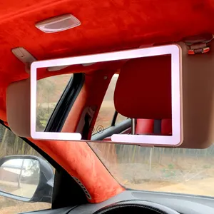 Riasan Mobil Cermin Mobil Cermin Rias Perjalanan Kaca Pelindung Matahari Mobil Cermin Kosmetik Bayangan Matahari dengan Enam Lampu Led