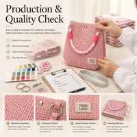 Sac seau en maille gaufrée de qualité supérieure avec poignée tressée contrastante et pochette intérieure personnalisée pour sac de luxe de vente au détail
