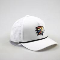 Casquette de sport à 5 panneaux à séchage rapide, perforations découpées au laser, visière incurvée, logo imprimé, pour fabricant de marque privée