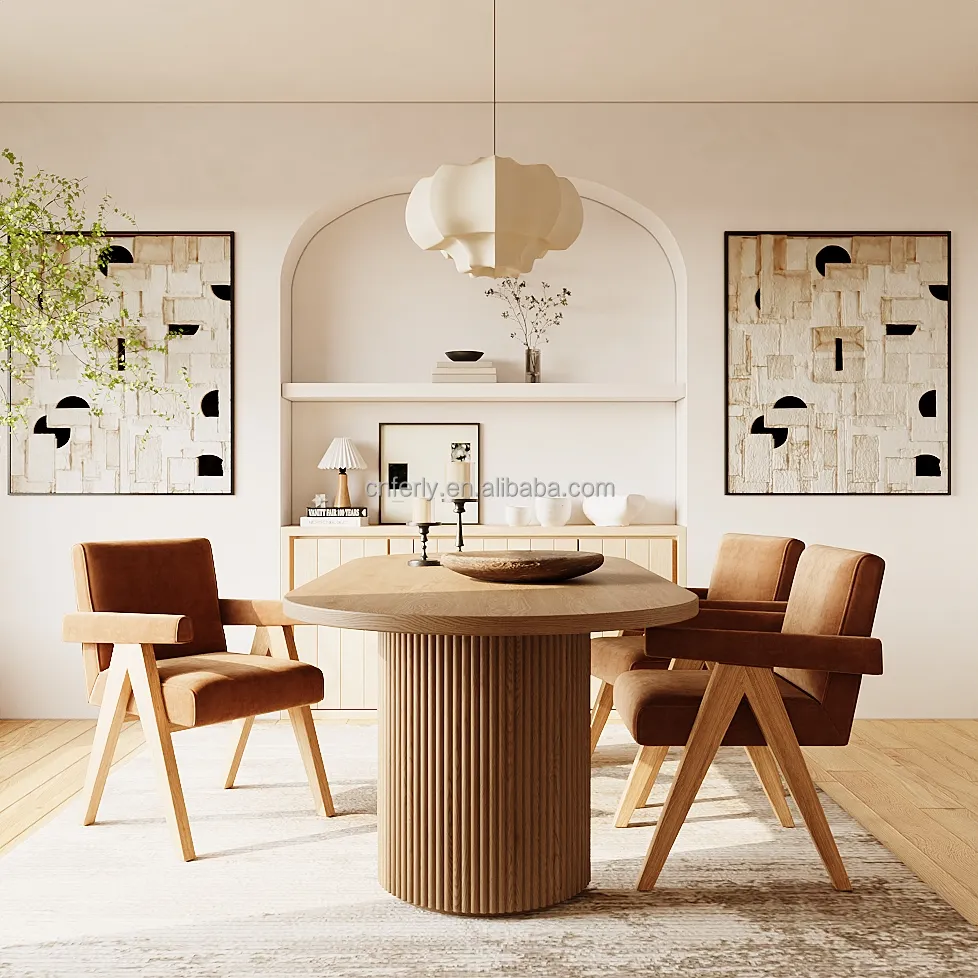 Felly set di lusso 6 posti mobili da pranzo in legno moderni tavoli da pranzo con sedie