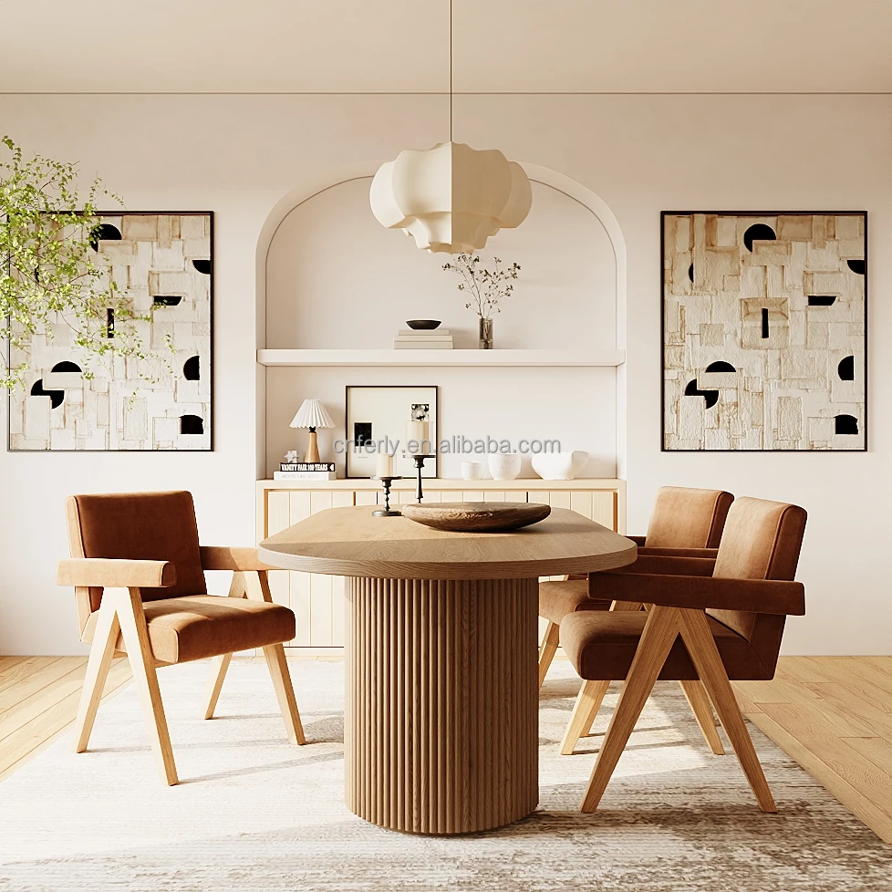 Ferly Maatwerk Luxe Sets 6-zits Eetkamer Meubilair Moderne Houten Eettafels Met Stoelen