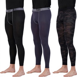 Lot de <span class=keywords><strong>3</strong></span> <span class=keywords><strong>leggings</strong></span> de compression pour hommes, longueur cheville, taille élastique, pour entraînement et couche de base - Product Image 1