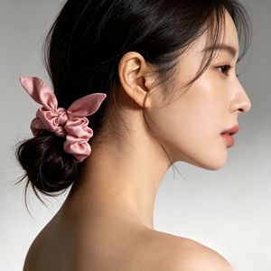 Chouchous en satin avec nœud oreilles de lapin, élastiques à cheveux en tissu doux, grands chouchous, accessoires pour cheveux femme - Product Image 6