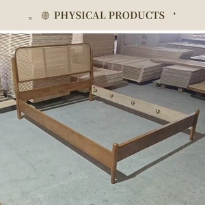 Japandi Rubberwood Frame French Rattan Headboard Kids / King Modern <b>Bed</b> for Hotel Bedroom Middle East Furniture TC1529 Crafted W - Product Image 6