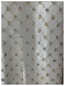 Encaje Francés de Malla de Poliéster 100% Ecológico de Alta Calidad Blinglace con Cuentas Bordadas y Patrón Geométrico Vintage, Sexy y Lindo - Product Image 1