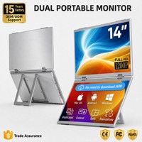 Moniteur portable à double écran 14 pouces 1920x1200P 16:10 100% SRGB 400cd/m² USB-C HD 180 °   Support VESA auto-rotatif pour ordinateur portable PC Mac OEM
