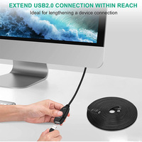 Câble d'extension d'amplificateur de signal USB 2.0 Câble adaptateur de répéteur d'extension actif USB 2.0 AM vers AF pour connexion longue distance