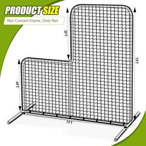 מסך <span class=keywords><strong>l</strong></span> בייסבול רשת 7 x7x 7 רגל מגן נייד קנטור מסך בטיחות רשת בלבד, לא כלול מסגרת, שחור - Product Image 3