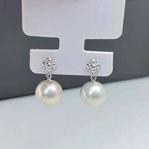 22390 Argent S925 Accessoires de perles DIY Boucles d'oreilles simples avec perles rondes de 9-13 mm Plateau vide pour boucles d'oreilles pour créer vos propres bijoux - Product Image 3