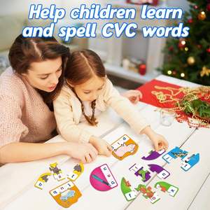 CVC Phonics игры головоломки карты дети Алфавит Буква слова головоломки кристалл Речевая терапия игрушки Дети Обучение орфографические игры - Product Image 2
