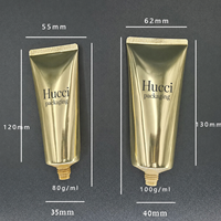 Vente en gros de tubes cosmétiques ABL de luxe en or et argent de 80 ml et 100 ml, tubes à presser pour crème pour le corps, avec bouchon en acrylique