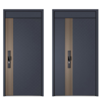 Porte de sécurité moderne minimaliste en alliage d'aluminium de qualité supérieure avec serrure numérique intelligente avancée à ouverture battante pour entrée de villa de luxe