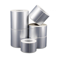 Etiquetas Adhesivas de PET en Rollo, Color Plata Mate, Resistentes al Agua, para Códigos de Barras, Uso Industrial y de Almacén, Marca Haoxuan