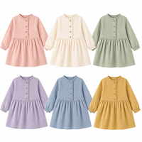 Robe trapèze style Mori pour petites filles, nouvelle collection automne 2026, 100 % coton, style artistique, col à volants, vente en gros