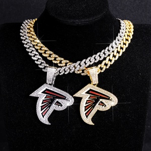 Nuevos Collares con Colgante en Forma de Animal de los Atlanta <span class=keywords><strong>Falcons</strong></span>, Geométricos, con Cristales de Laboratorio/Adornados con Diamantes de Imitación, Cadena de Eslabones Chapada en Oro, a la Moda - Product Image 1