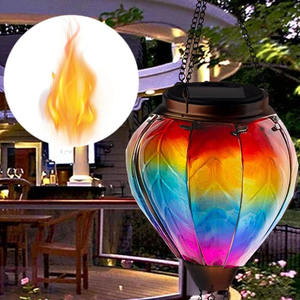 Đèn LED năng lượng mặt trời ngoài trời chống thấm nước hình khinh khí cầu lửa nhấp nháy trang trí sân vườn treo đèn lồng - Product Image 5