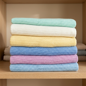 Vente flash - Couvertures thermiques en coton 100% naturel, design classique, technique de tissage, certifiées Oeko-Tex, taille 70x90, toutes saisons, pour la maison - Product Image 3
