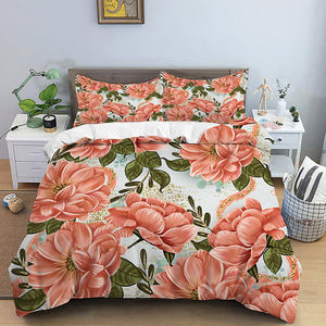 Selimut Kasur Ukuran King Motif Bunga Hawaii Tropis, Set Selimut Motif Bunga Merak, Set Sprei Bermotif Botani - Product Image 4