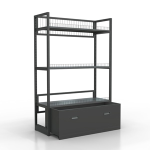 Estantería Metálica con Gabinete de Almacenamiento, Góndola de Supermercado sin Respaldo, Estantería de Exhibición para Tiendas Minoristas con Cajones - Product Image 1